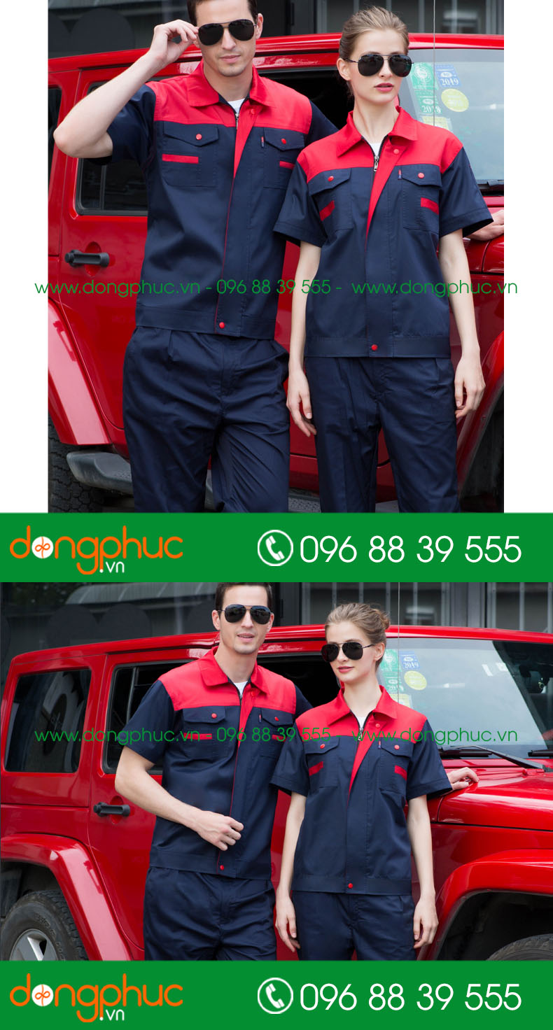 Mẫu bảo hộ màu tím than phối đỏ cộc tay